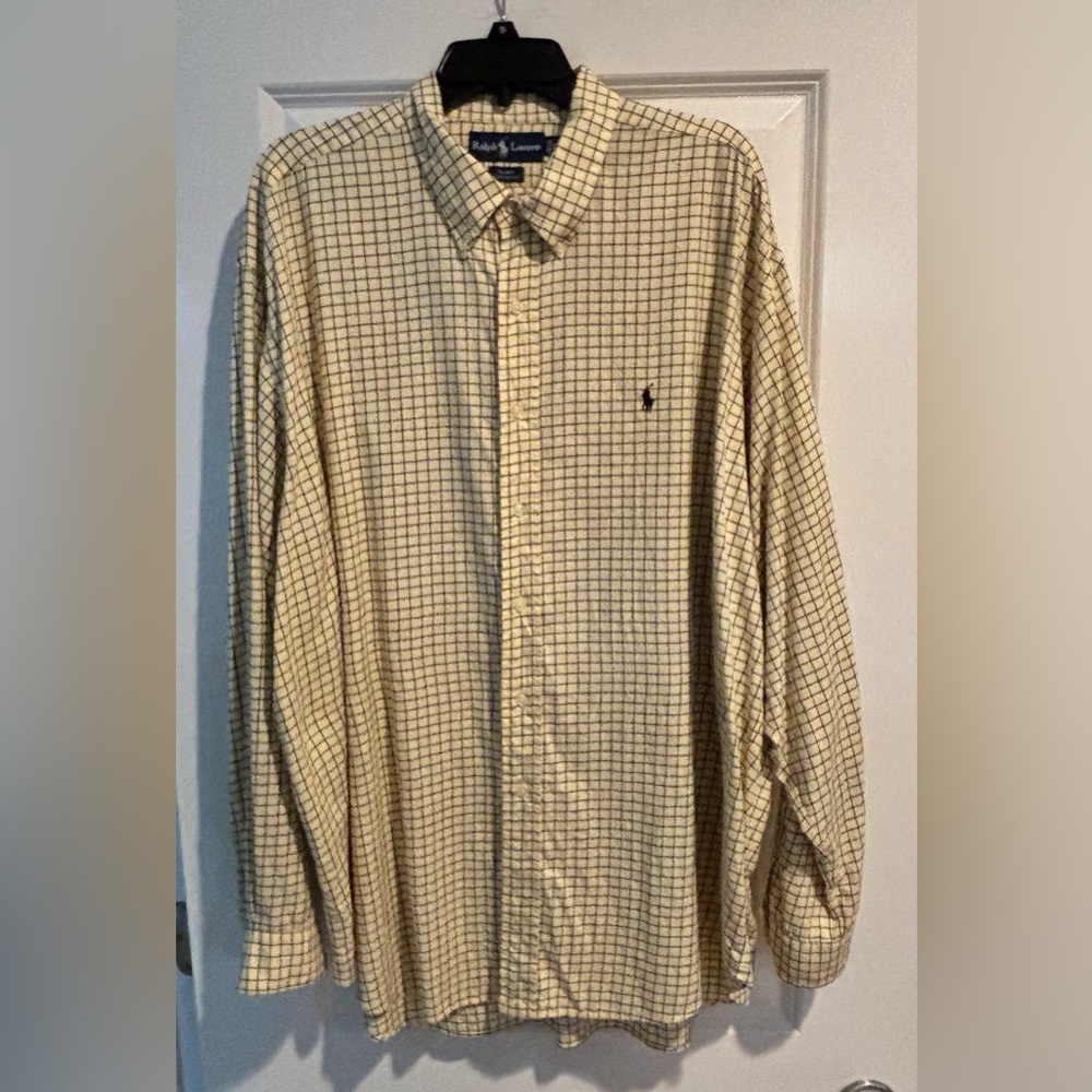 Ralph Lauren Blake XXL Yellow Plaid Button Down Shirt 100% Cotton